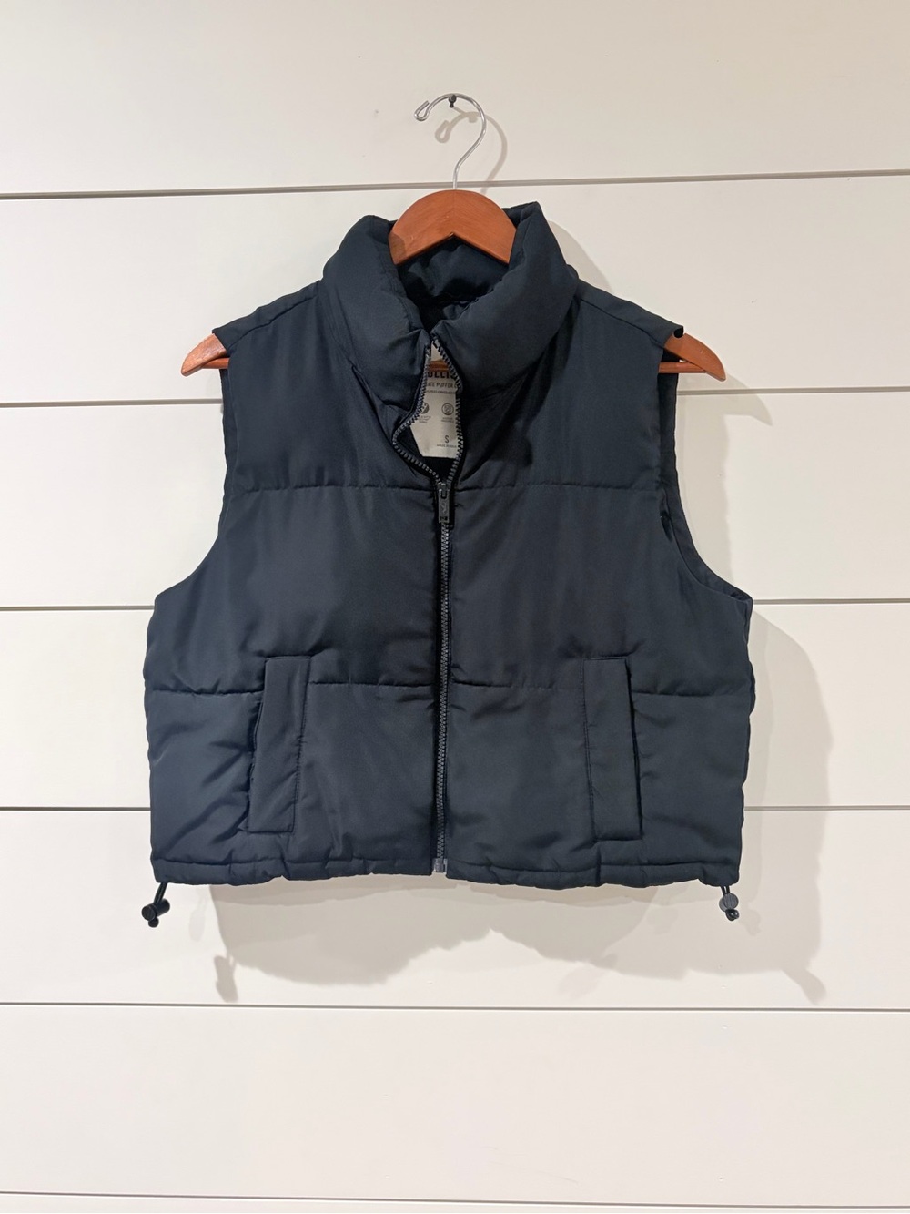 Hollister Ultimate Cropped Puffer Vest Black Size S Gorpcore Y2K Streetwear